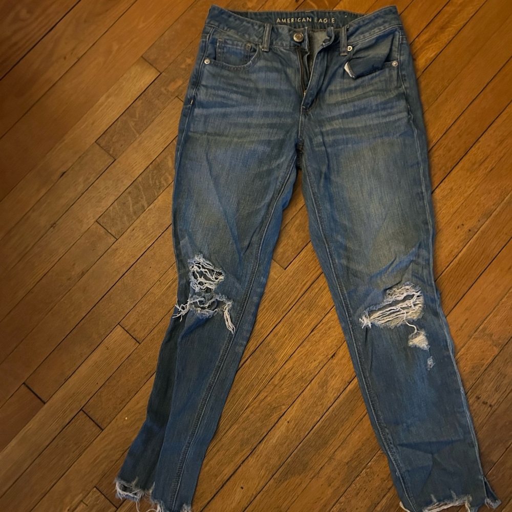 American Eagle Outfitters Women's Ripped Blue Skinny Jeans